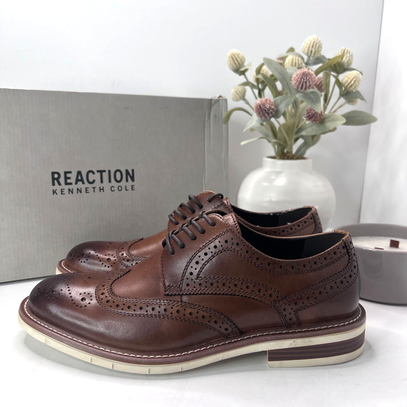 Kenneth Cole Reaction Klay Flex Cap Toe Leather Oxford Cognac RMS9086LE Men 7 M - Picture 3 of 10